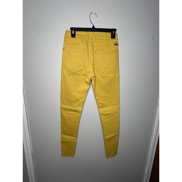 Hawthorne boutique yellow jeggings women’s size 6 mustard yellow raw hem skinny - Picture 2 of 9